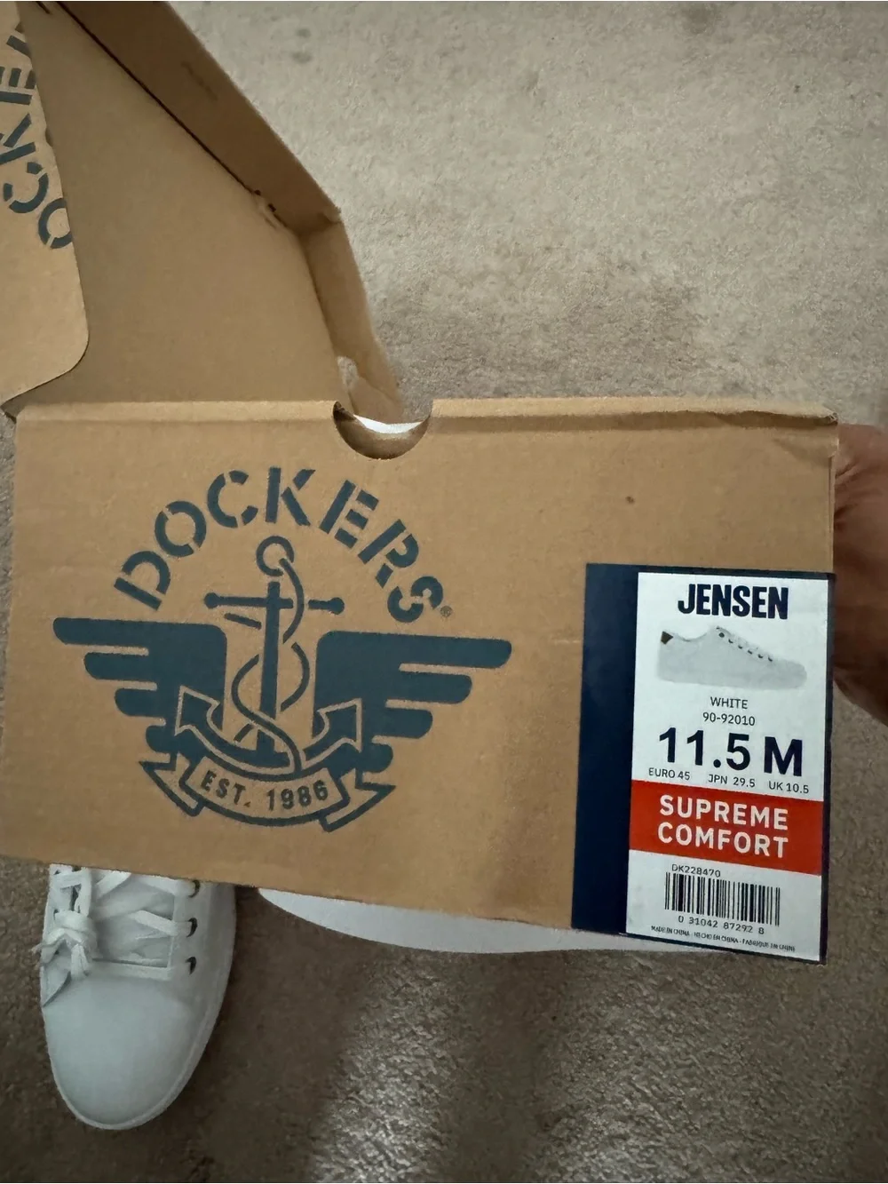 Dockers Men’s White Sneakers with Brown Accents